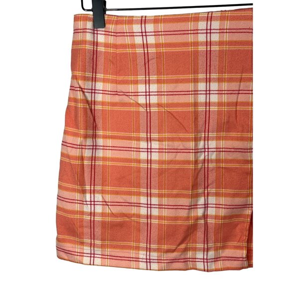 Wild Fable Orange Red Plaid Mini Skirt Preppy Schoolgirl Size 6 Small - Picture 2 of 13